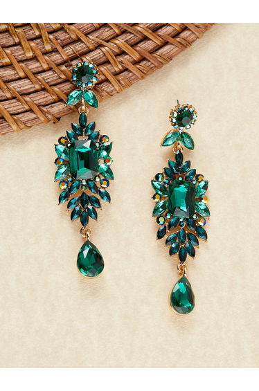Green Embellished Earrings