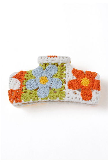 Floral Crochet Large Rectangle Hair Claw