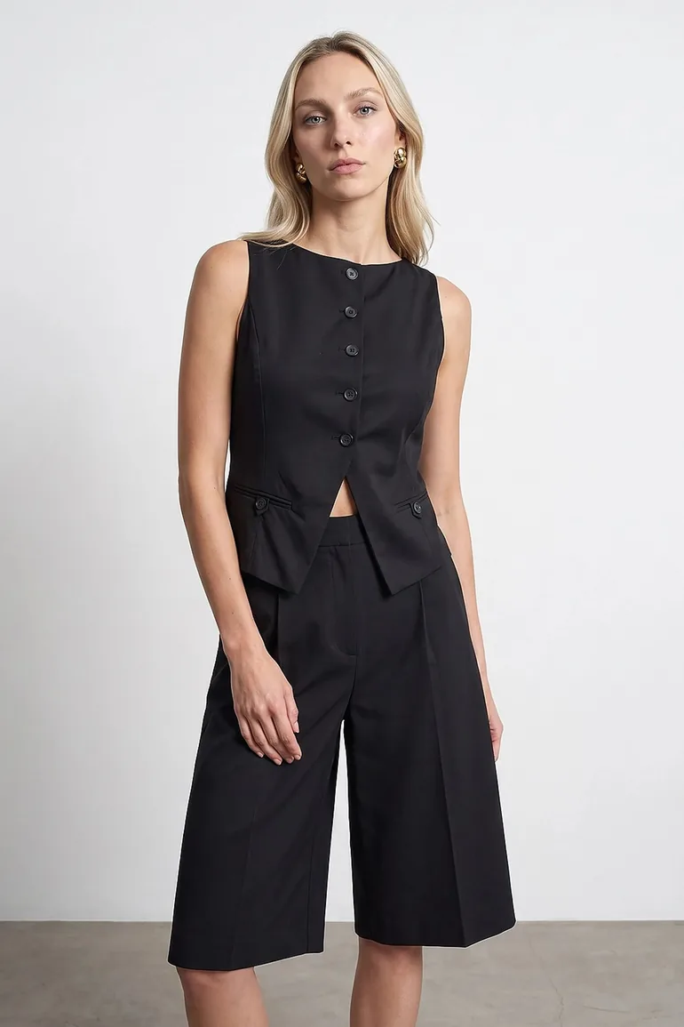 DILVIN Fitted Crop Waistcoat - 3