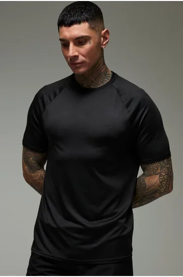 Tall Man Active Lightweight Essentials Gym Regular Fit Raglan T-shirt - black
