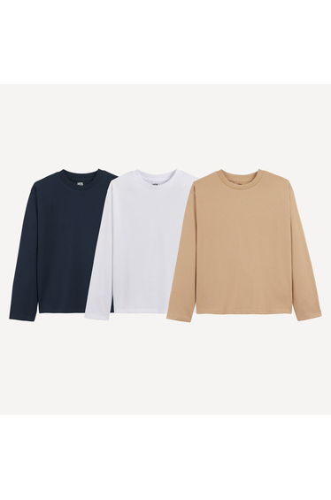 Pack of 3 T-Shirts with Long Sleeves