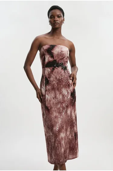 Petite Ombre Sequin Woven Midi Dress