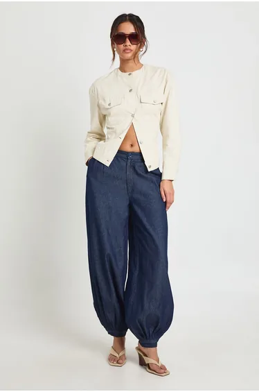 Chambray Harem Trousers - indigo