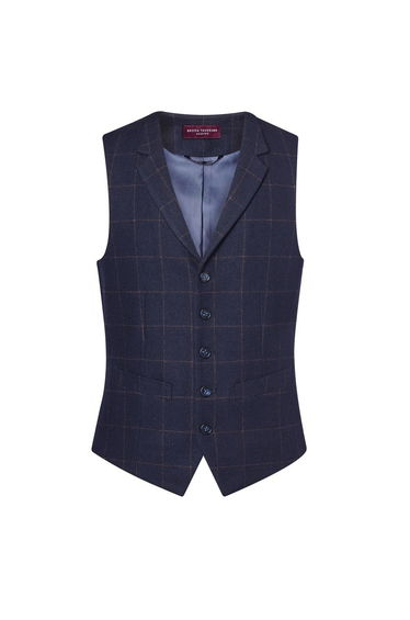Brook Taverner Mens Memphis Waistcoat - Navy Check