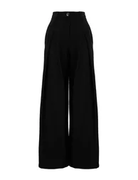 Black Fitted Vest Wide Leg Pleated Trousers Woven Bottom - Top Set - 3