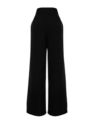 Black Fitted Vest Wide Leg Pleated Trousers Woven Bottom - Top Set - 5