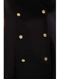 Black Buttoned Mini Woven Jacket Dress - 2