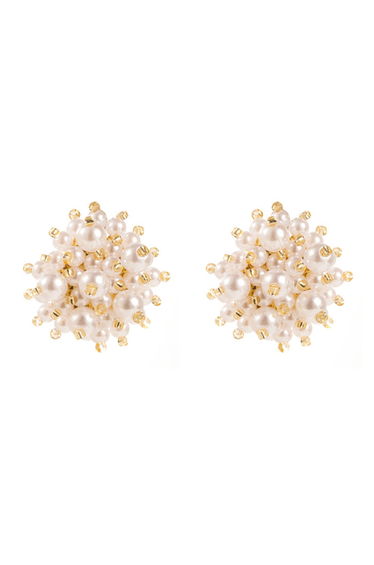 Flower Shell Pearl Stud Earrings
