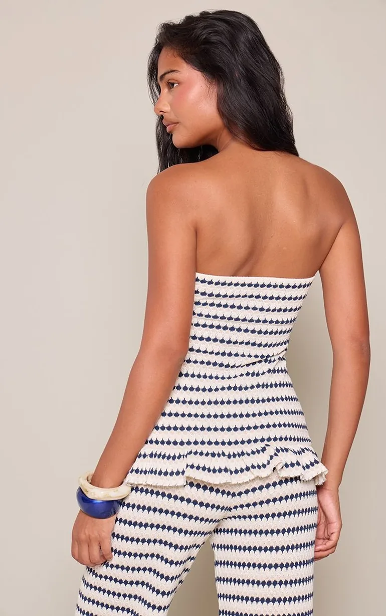 Navy Stripe Crochet Bandeau Top Co-ord - 2