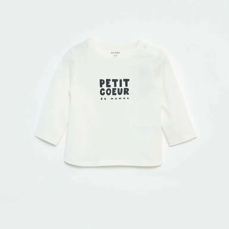 Printed long-sleeved T-shirt WHITE