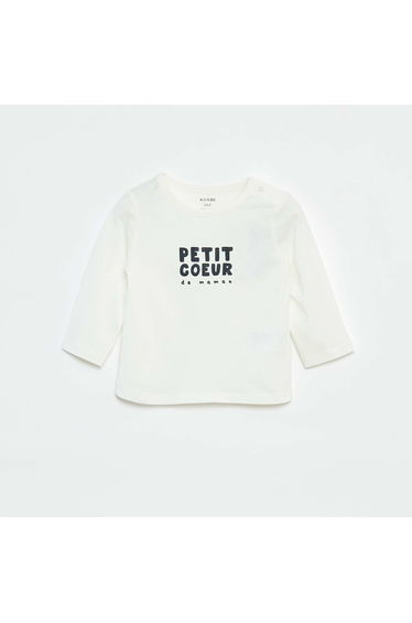 Printed long-sleeved T-shirt WHITE