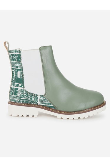 Green Comfortable Lightweight Printed Boots