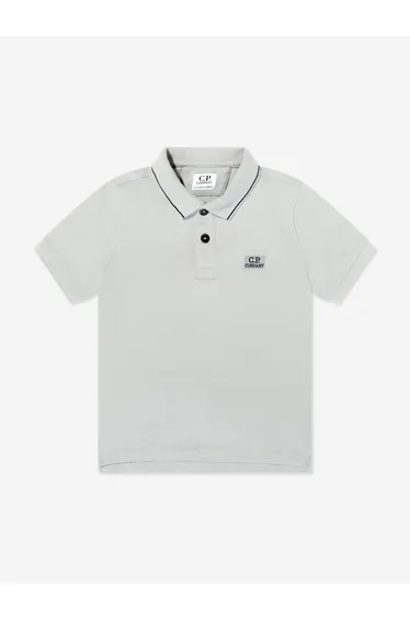 بلوزة بولو ولادي بطبعة شعار لون رمادي