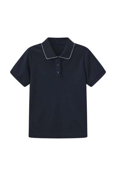 Girls' Polo T-Shirt with Scalloped Collar