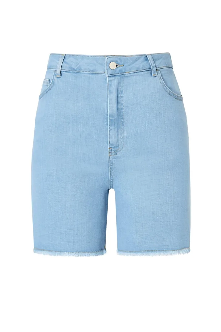 Ice Blue High Waist Stretchy Skinny Denim Shorts & Bermuda