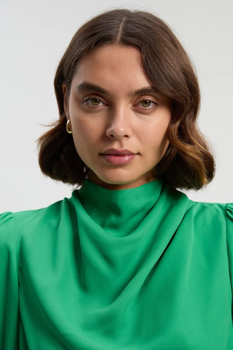 Pintuck Shoulder Detail Georgette Woven Blouse - 2