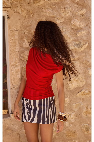 Monochrome Zebra Print Woven A Line Mini Skirt