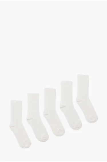 Recycled White Sports Socks 5 Pack - white