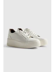 White Lace Up Flatform Trainers