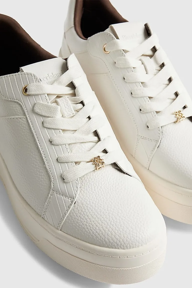 White Lace Up Flatform Trainers - 2