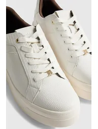 White Lace Up Flatform Trainers - 2