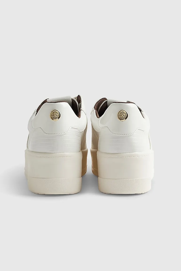 White Lace Up Flatform Trainers - 1