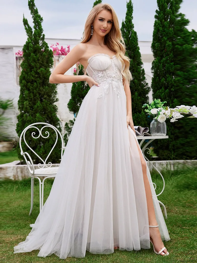 ESPÉRIS'S BRIDE|Strapless Corset See-Through Back Lace-Up A-Line Wedding Dress - 3
