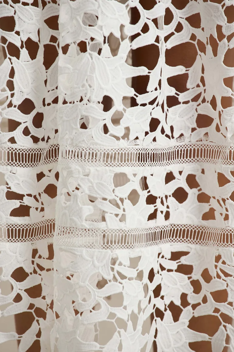 Zuri | White Lace Sweetheart Midi Dress With Cami Straps - 5