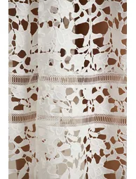 Zuri | White Lace Sweetheart Midi Dress With Cami Straps - 5