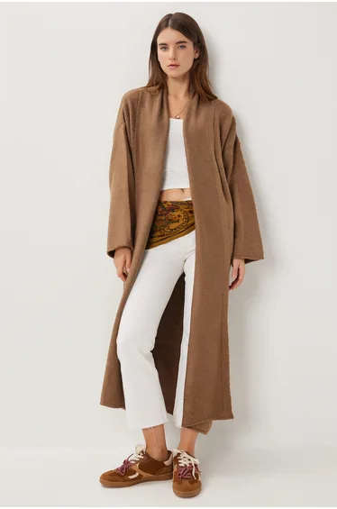 كارديغان هابينس إسطنبول بني محبوك بأكمام طويلة