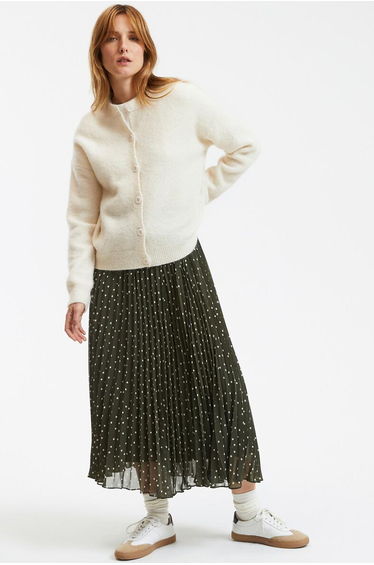 Wool Mix Cardigan with Crew Neck