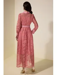 فستان جاردان فو قميص زهري ماكسي على شكل حرف A بأكمام طويلة - 2