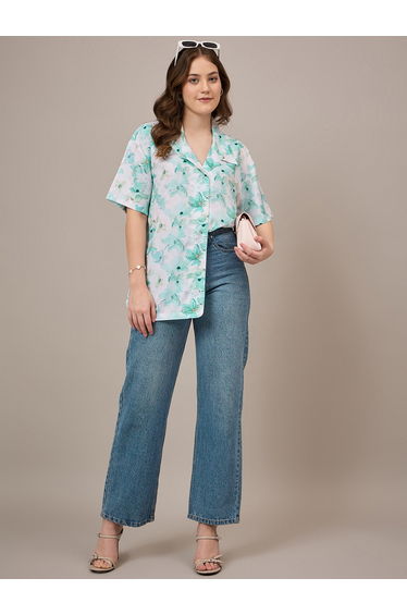 Kuwrii relaxed fit printed crepe tops for women