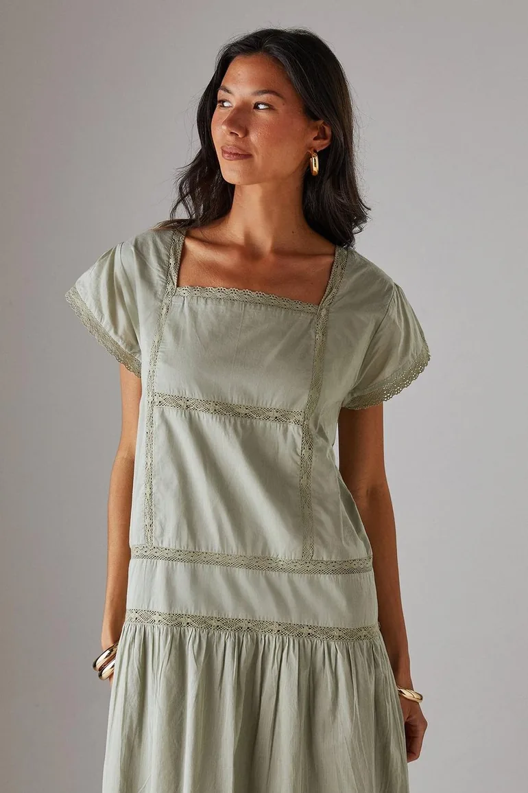 Cotton Lace Square Neck Midaxi Smock Dress Warehouse Green : Day Dresses : VogaCloset Qatar Cotton Lace Square Neck Midaxi Smock Dress Warehouse Green : Day Dresses : VogaCloset Qatar