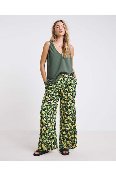 Wide Leg Spun Viscose Trousers