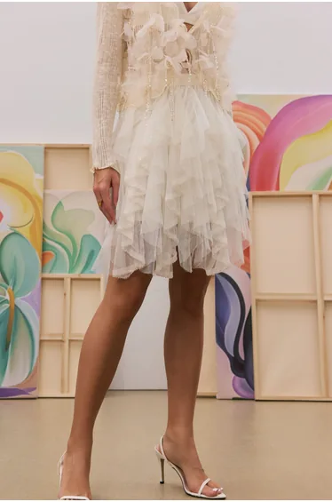 Angelic Tiered Tulle Sequins Embroidered Skirt