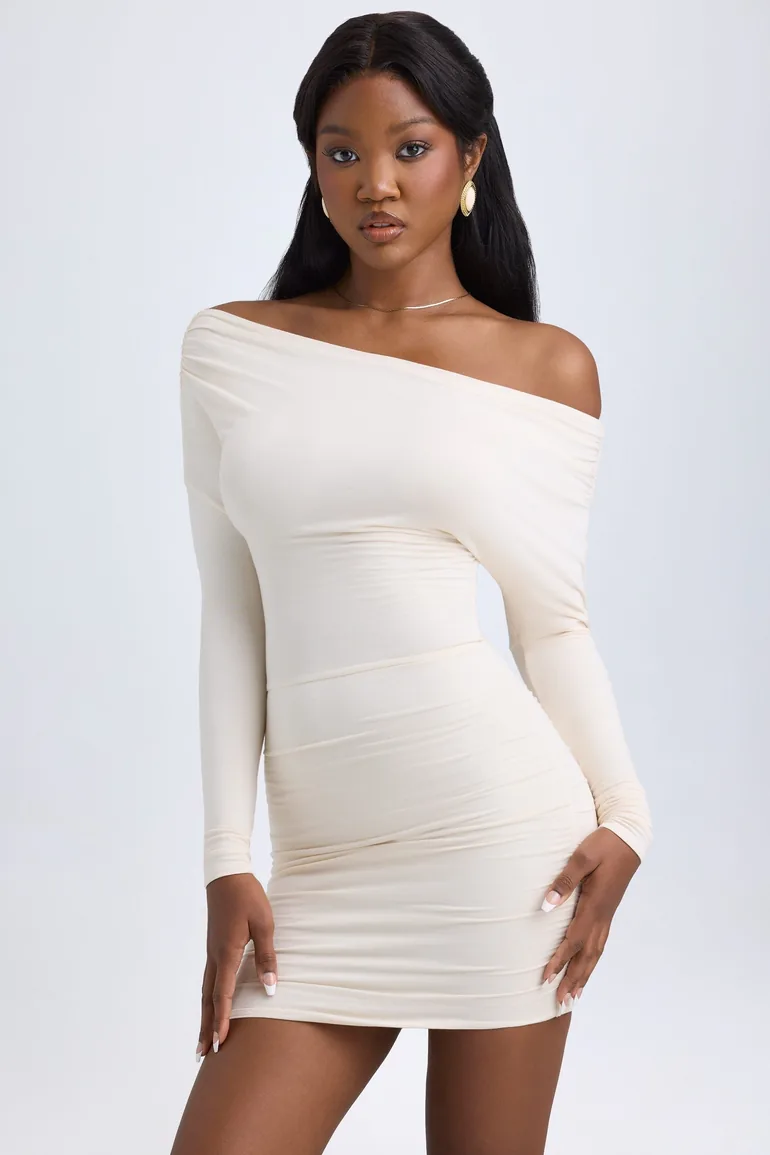 off shoulder ruched mini dress Sweet Moment Blue Off Shoulder Ruched Mini Dress With Shorts, Blue L