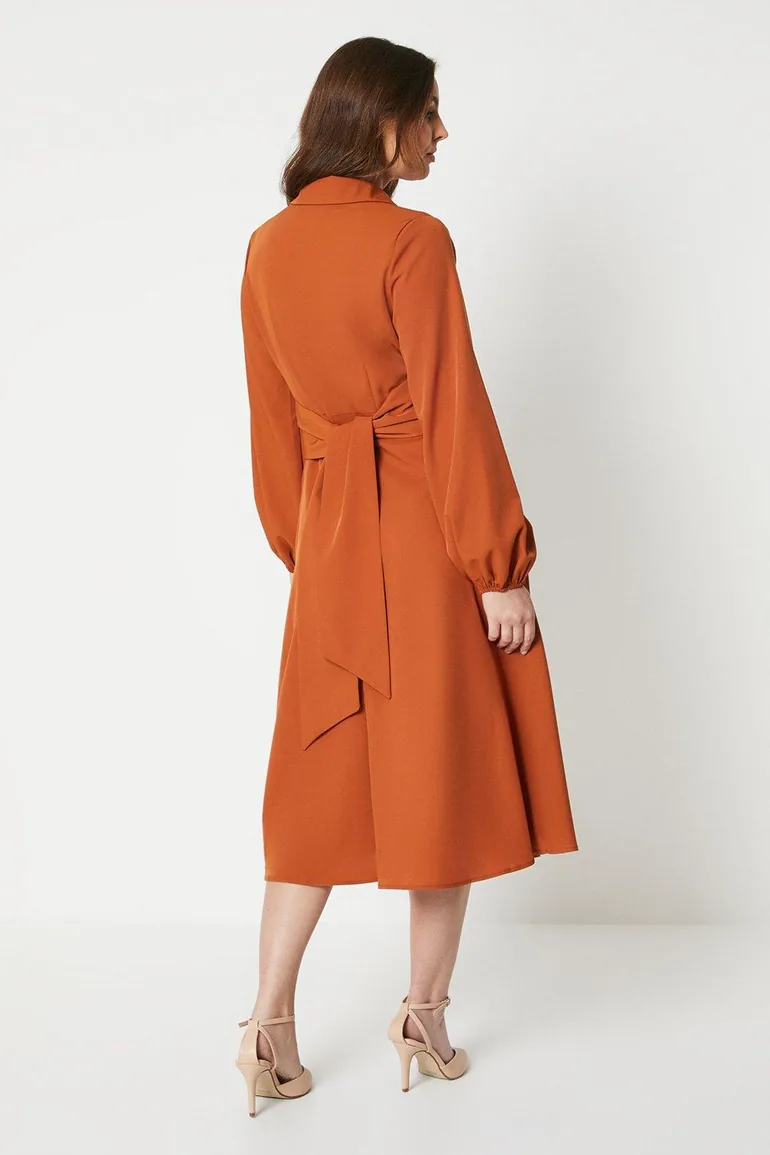 Principles by Debenhams Brown A-Line Midaxi Wrap Dress with Long Sleeve - 2