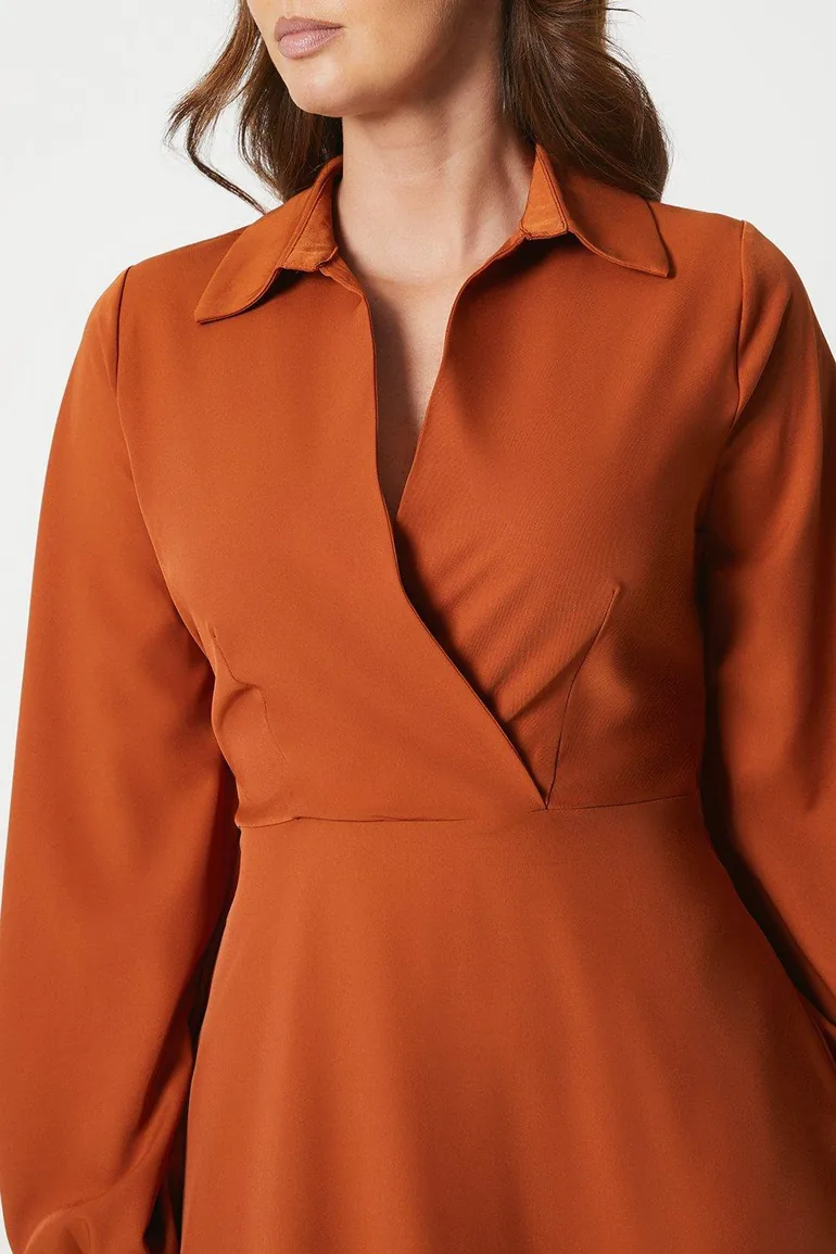 Principles by Debenhams Brown A-Line Midaxi Wrap Dress with Long Sleeve - 3
