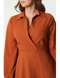 Principles by Debenhams Brown A-Line Midaxi Wrap Dress with Long Sleeve - 3