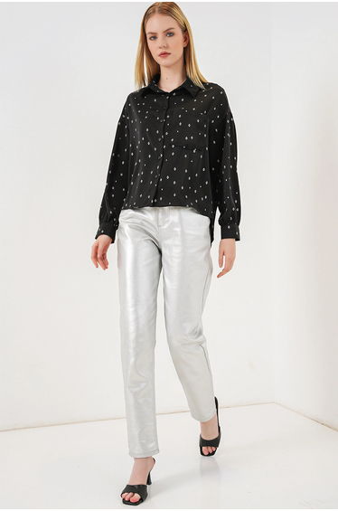 BDART Oversized Long Sleeve Printed Shirt with Pocket