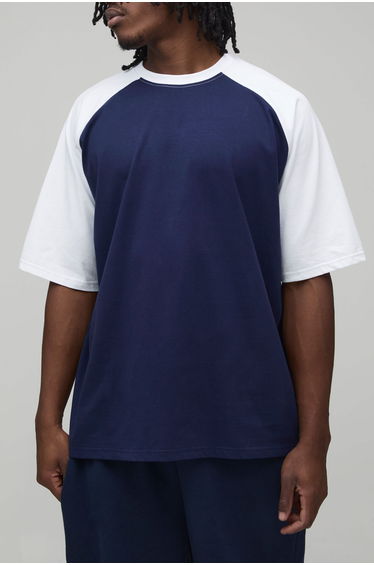 Tall Oversized Raglan Short Sleeve T-Shirt - navy