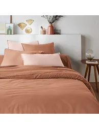 شرشف سرير قطن مغسول سادة بحواف مطاطية - 2