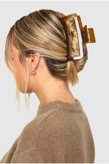 Large Square Hair Claw Clip - caramel