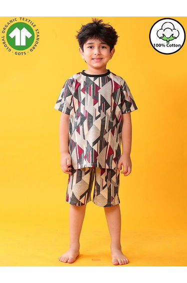 Kids Printed Cotton T-Shirt and Shorts Set