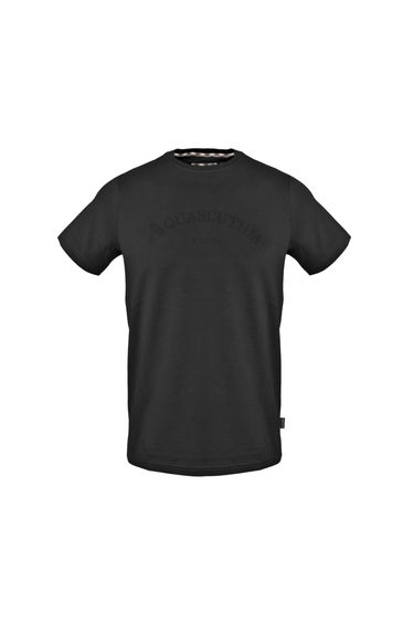 Aquascutum Mens Tonal Logo Jersey T-Shirt - Black