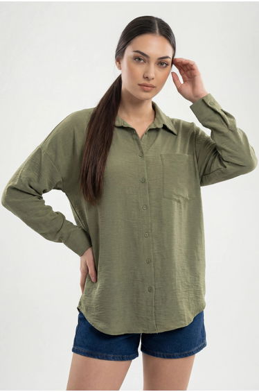 BDART Linen Blended Shirt with Button Closure