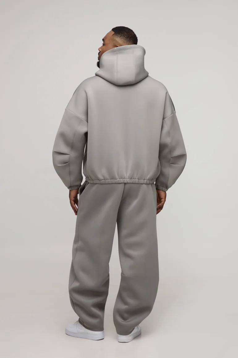 بنطلون رياضي بأرجل بقصة إسطوانية بطيات أمامية لون رمادي - للمقاسات الكبيرة - 1