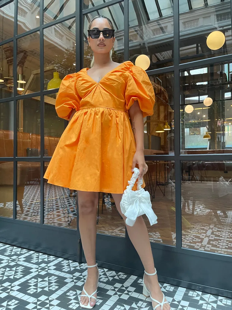 orange skater mini dress Orange Sheer Sexy Mini Skater Party Flare Dress Cocktail Club Prom