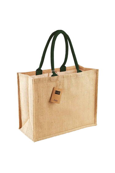 Westford Mill Classic Jute Shopper Bag - Natural/Forest Green